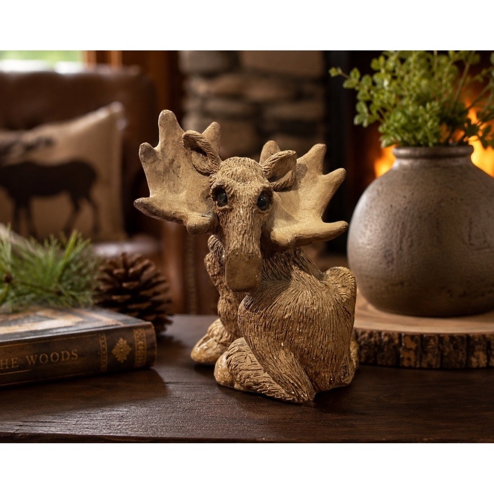 Vintage Stone Critters Moose SC-024 Retired Figurine 4" Resin Glass Eyes USA